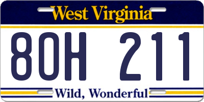 WV license plate 8OH211