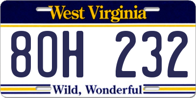 WV license plate 8OH232