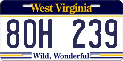 WV license plate 8OH239
