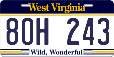 WV license plate 8OH243