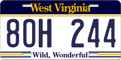WV license plate 8OH244