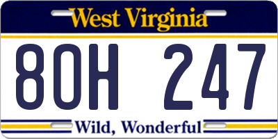 WV license plate 8OH247