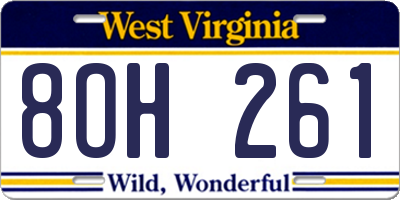 WV license plate 8OH261