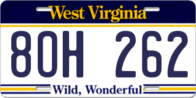 WV license plate 8OH262