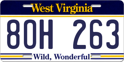 WV license plate 8OH263