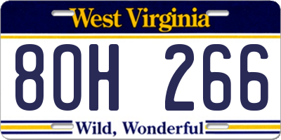 WV license plate 8OH266