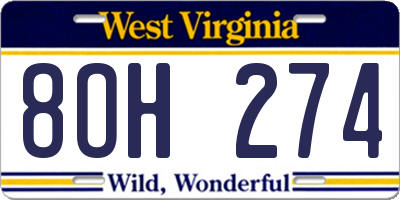 WV license plate 8OH274