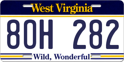 WV license plate 8OH282