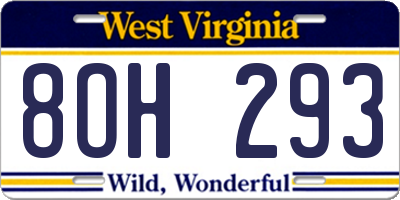 WV license plate 8OH293
