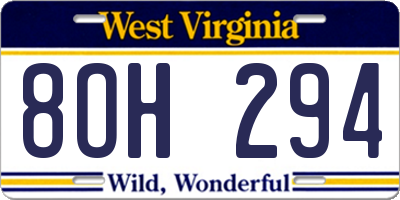 WV license plate 8OH294