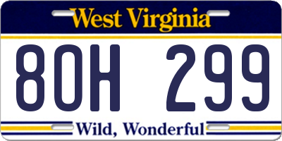 WV license plate 8OH299