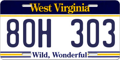 WV license plate 8OH303