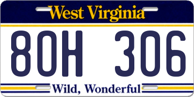 WV license plate 8OH306