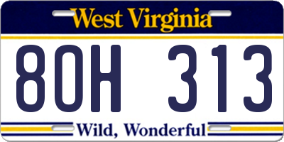 WV license plate 8OH313