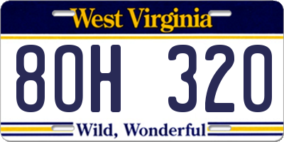 WV license plate 8OH320