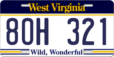 WV license plate 8OH321