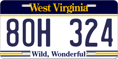 WV license plate 8OH324