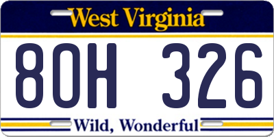 WV license plate 8OH326