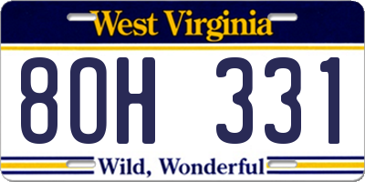 WV license plate 8OH331