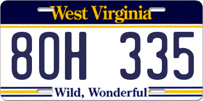 WV license plate 8OH335