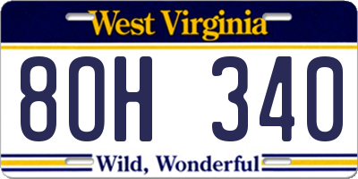 WV license plate 8OH340