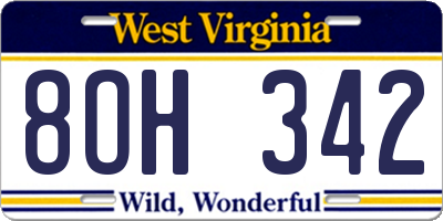 WV license plate 8OH342