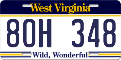 WV license plate 8OH348