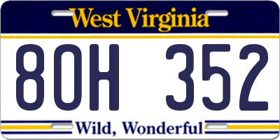 WV license plate 8OH352