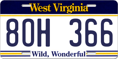 WV license plate 8OH366