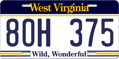 WV license plate 8OH375