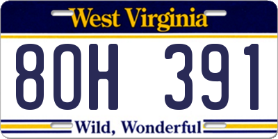 WV license plate 8OH391
