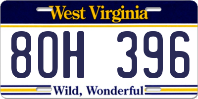 WV license plate 8OH396