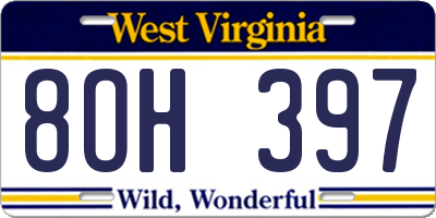WV license plate 8OH397