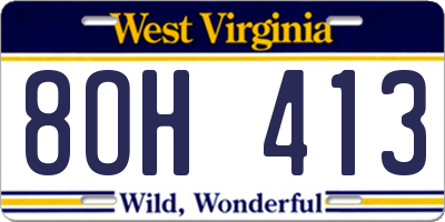 WV license plate 8OH413
