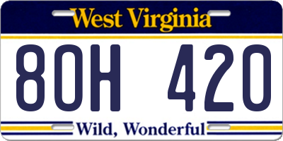 WV license plate 8OH420