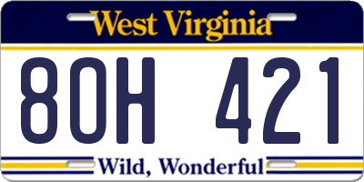 WV license plate 8OH421