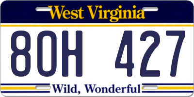WV license plate 8OH427