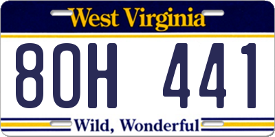 WV license plate 8OH441