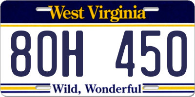 WV license plate 8OH450