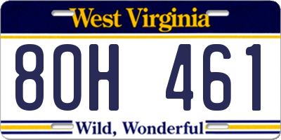WV license plate 8OH461