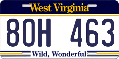 WV license plate 8OH463