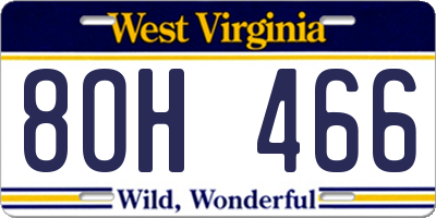 WV license plate 8OH466