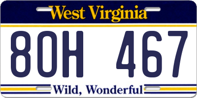WV license plate 8OH467
