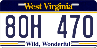 WV license plate 8OH470
