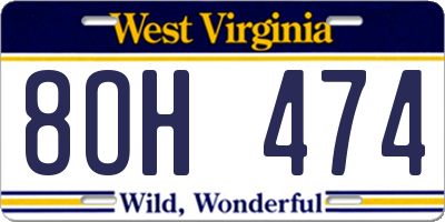 WV license plate 8OH474