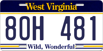 WV license plate 8OH481