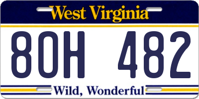 WV license plate 8OH482