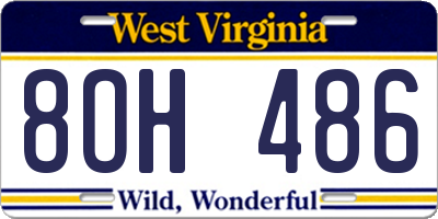 WV license plate 8OH486