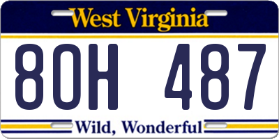 WV license plate 8OH487