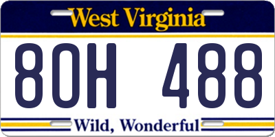 WV license plate 8OH488